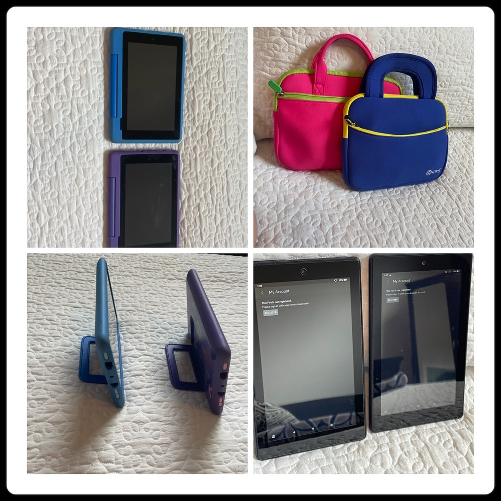 Two 2021 release amazon fire kids tablets